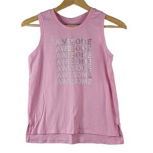 2/$15 Athletic Works Girls Glitter Awesome Tank Top Pink SZ 10 Silver Sleeveless